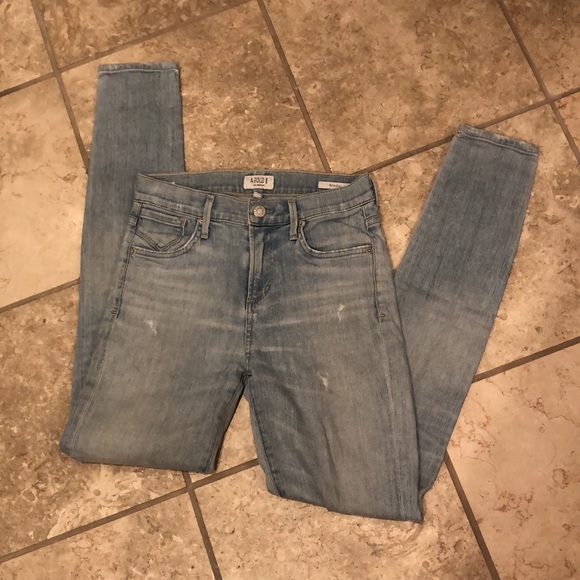 Agolde Sophie distressed ripped light wash faded high waisted crop skinny jeans - Picture 12 of 14